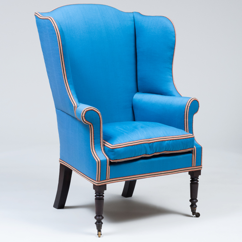 Appraisal: Federal Mahogany and Upholstered Wing Chair x x in height