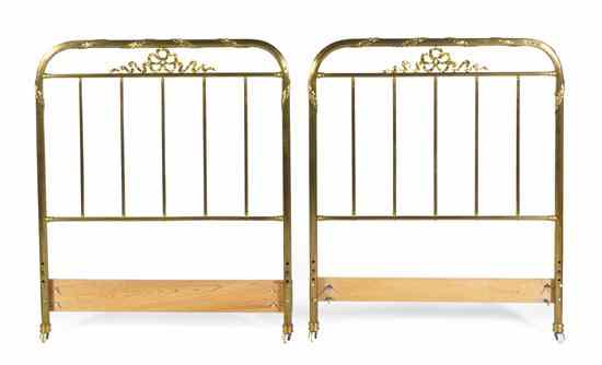 Appraisal: A Pair of Louis XVI Style Brass Twin Headboards the