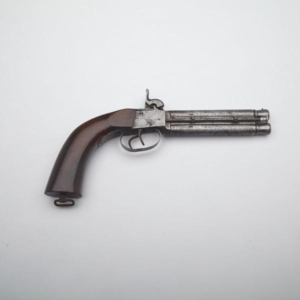 Appraisal: Belgian Double Barrel Percussion Cap Pistol early th century the