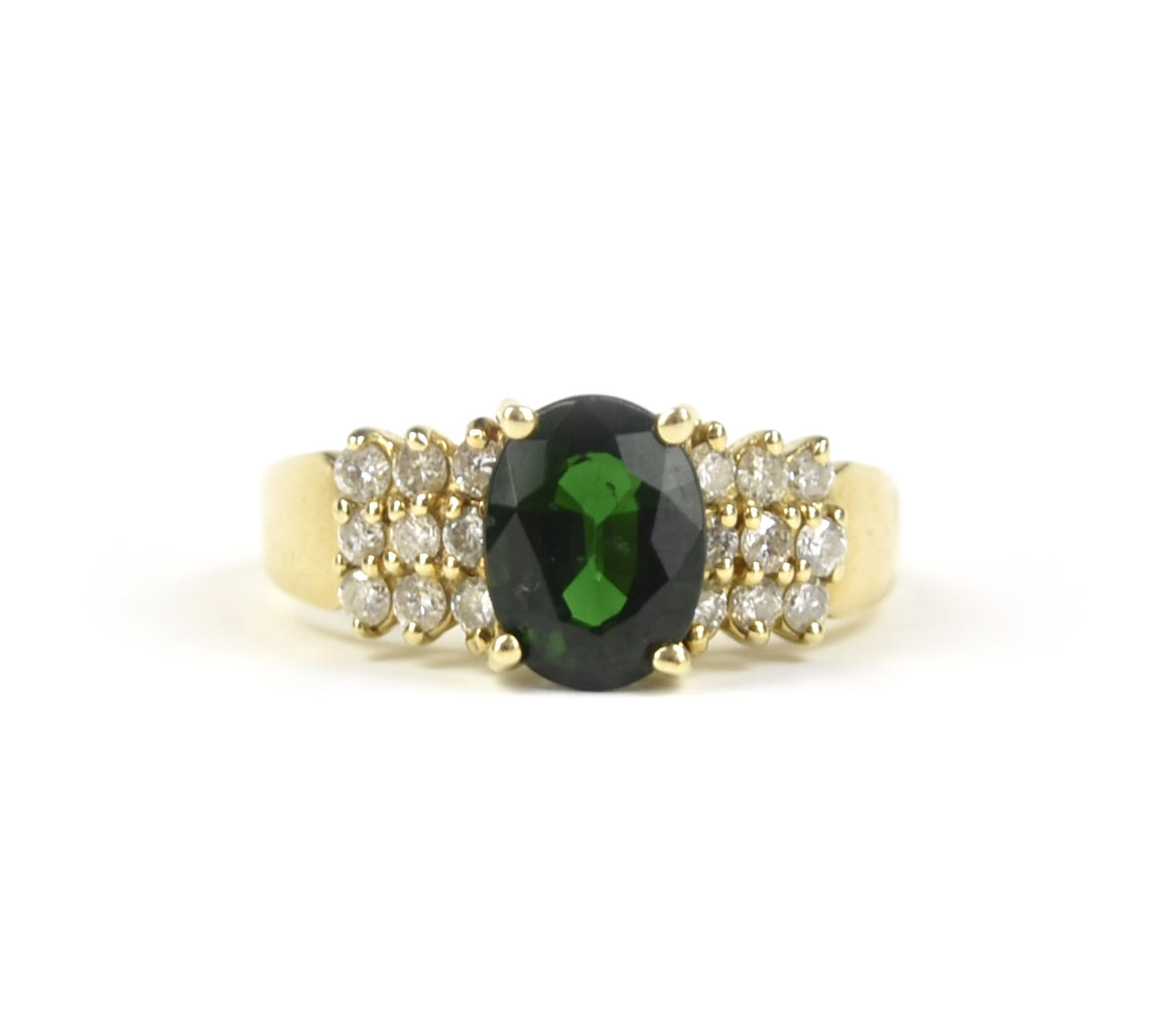 Appraisal: An Emerald Ring with Diamonds in gold D cm Condition