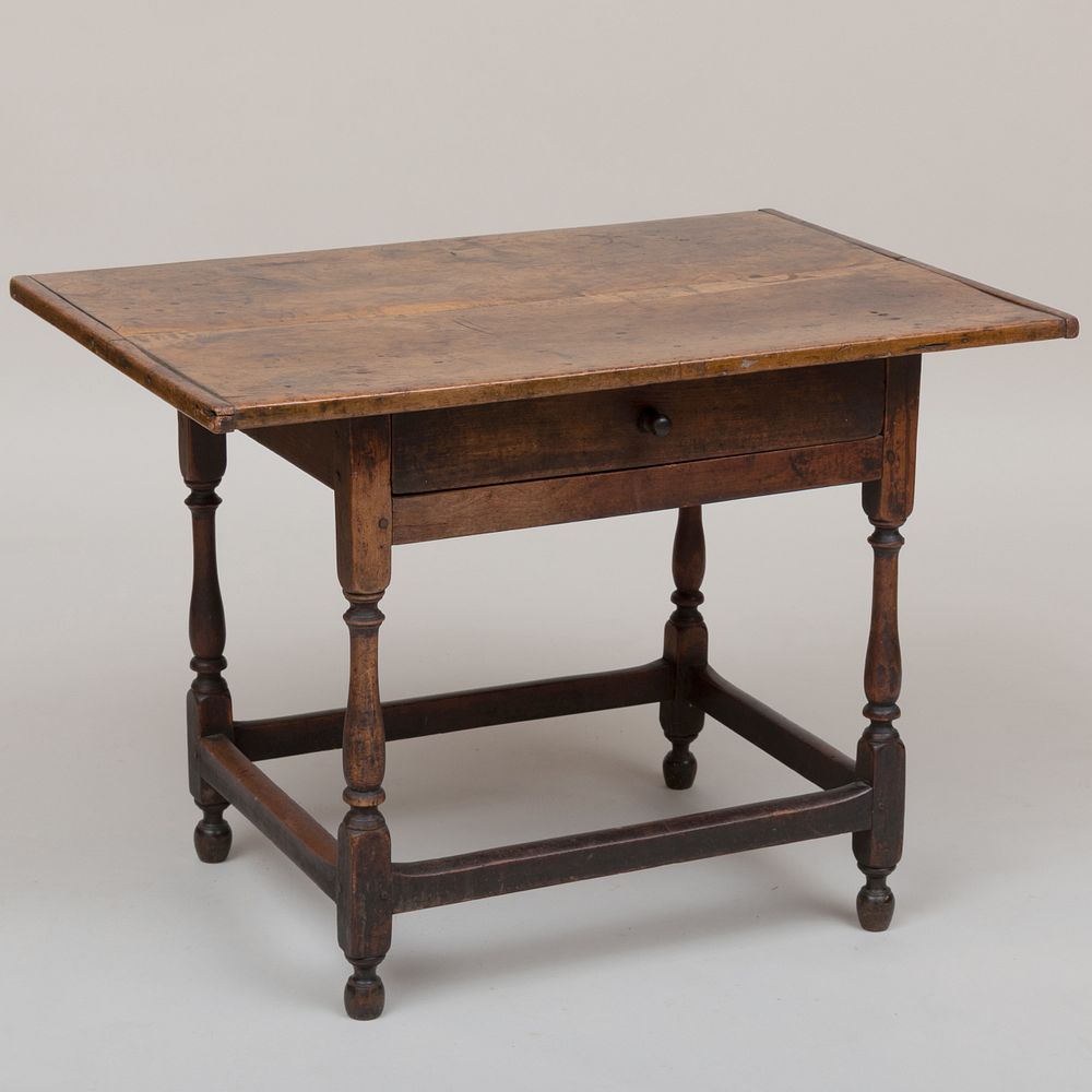 Appraisal: Queen Anne Fruitwood Tavern Table Fitted with one drawer x