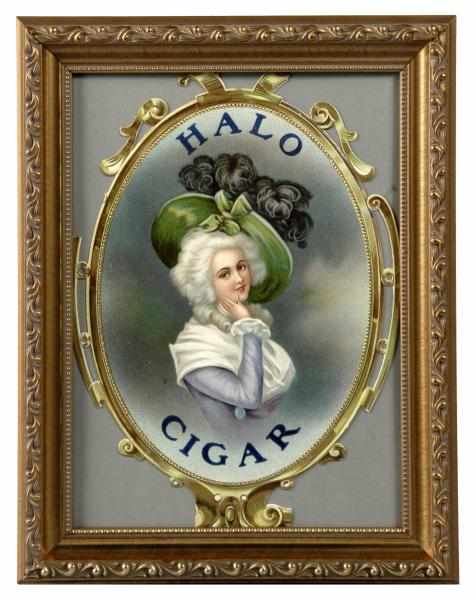 Appraisal: Die-Cut Halo Cigar Advertising Sign Description s Lovely sign with