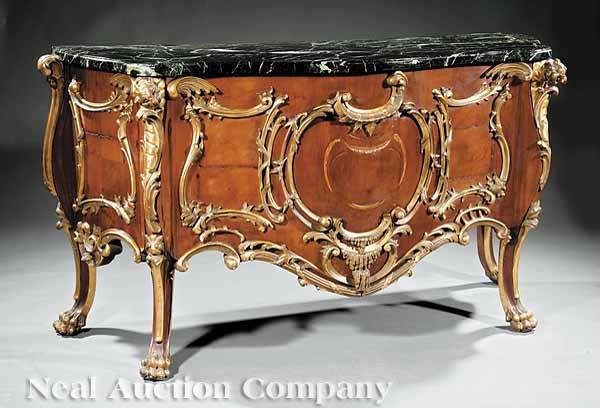 Appraisal: A Louis XIV-Style Parcel Gilt Fruitwood Bomb Console th c