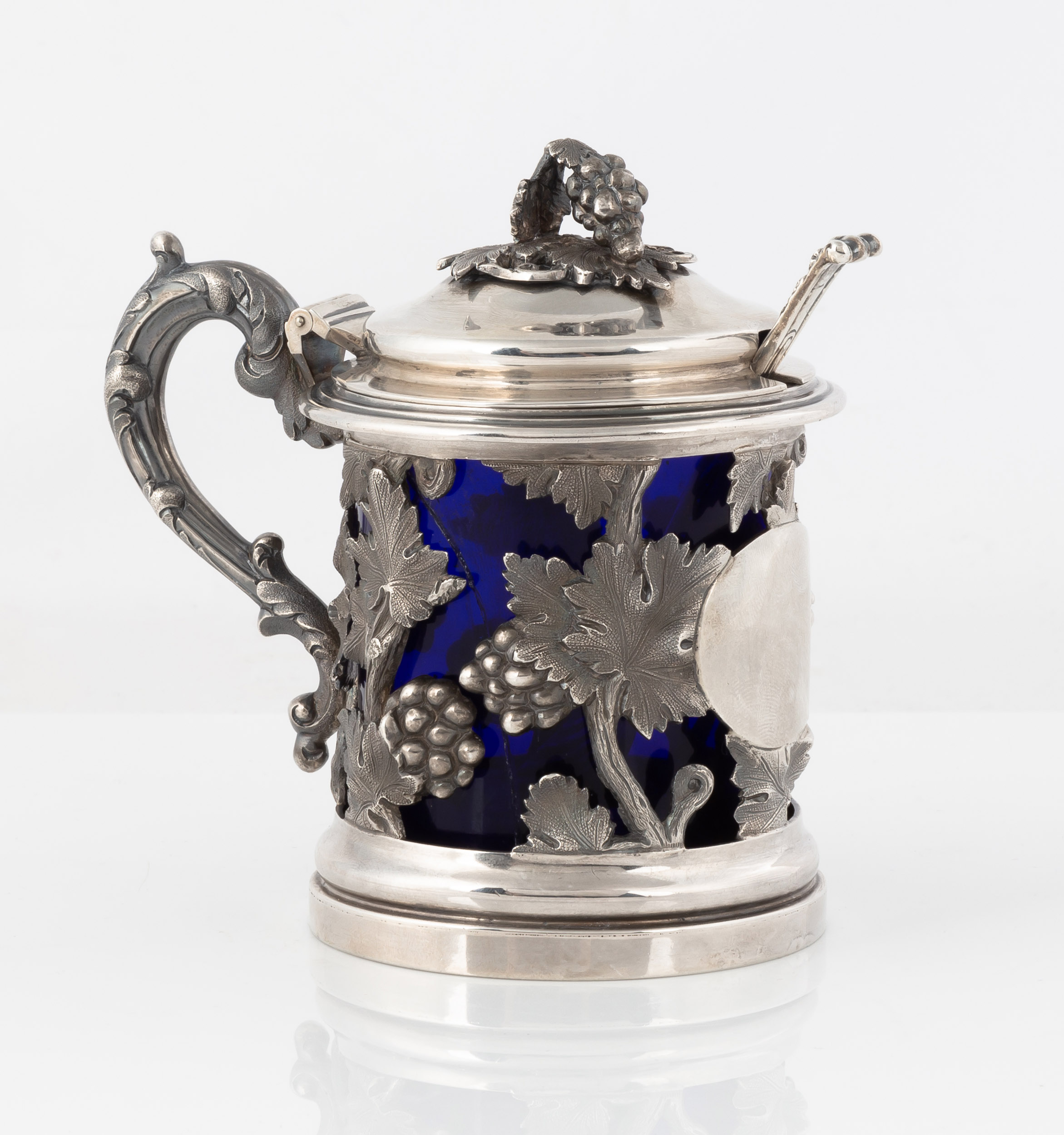 Appraisal: REGENCY SILVER MUSTARD POT by Hamilton Co with cast openwork