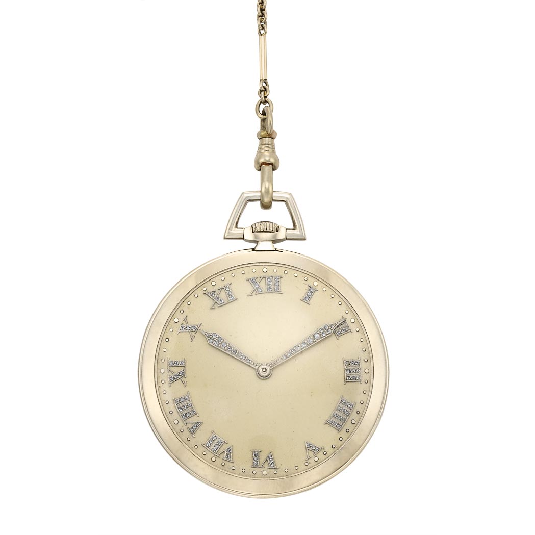 Appraisal: Gentleman's Open Face Platinum and Diamond Pocket Watch with White