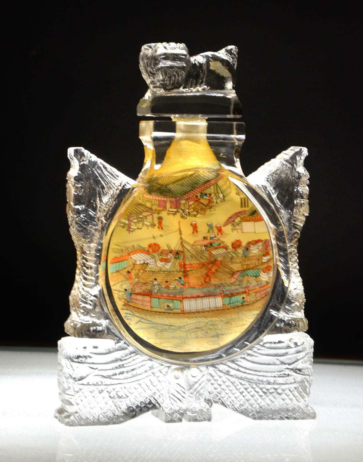 Appraisal: REVERSE PAINTED BOTTLE WITH FOO LION Foo lion bottle is