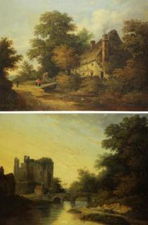 Appraisal: STANLEY Caleb R Pair of Oils on Canvas English Cottage