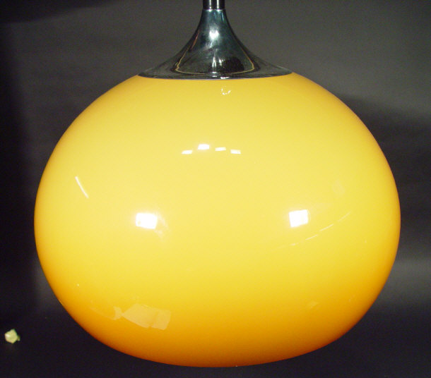 Appraisal: s Italian amber plastic light fitment with chrome mount and