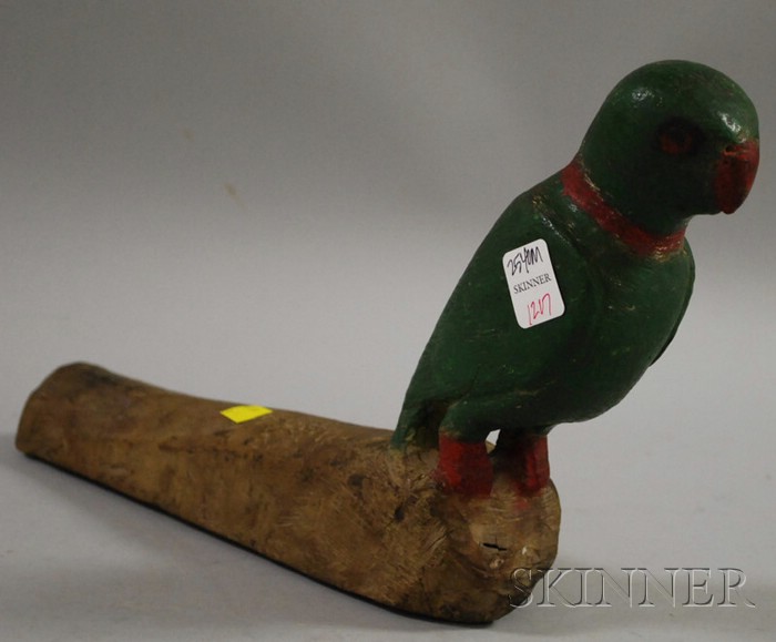 Appraisal: Folk Carved and Painted Wood Figure of a Parrot ht