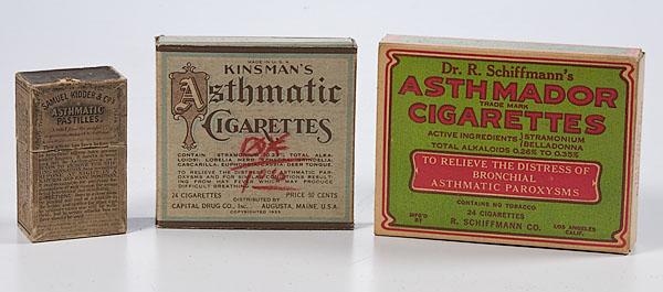 Appraisal: ASTHMATIC CIGARETTES PASTILLES lot includes a pack of Dr R