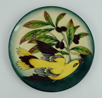 Appraisal: Moorcroft plate decorated with a Golden Oriole design diameter cm