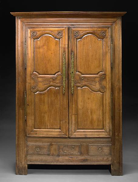 Appraisal: A Louis XV XVI oak armoire second half th century