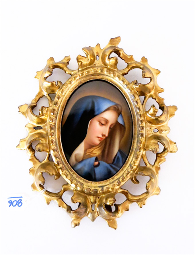 Appraisal: TH CENTURY PORCELAIN PLAQUE Madonna Addolorato after Carlo Dolci Italian