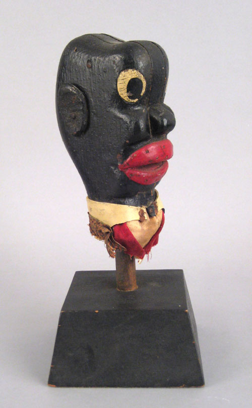 Appraisal: Carved and painted African American marionette head h