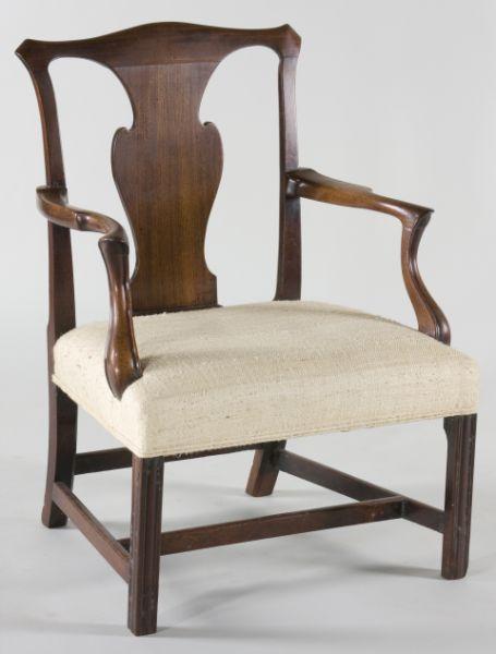 Appraisal: English Chippendale Gentleman's Arm Chair with front molded legs slightly