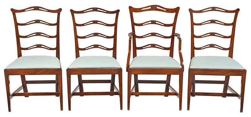 Appraisal: Rare Set Savannah Georgia Federal Dining Chairs Each with branded