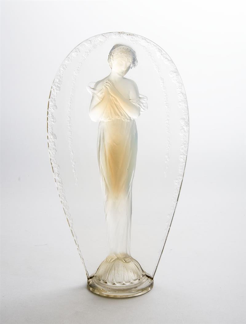 Appraisal: LALIQUE MOLDED GLASS FIGURE GRAND OVALE T TE PENCHEE STATUETTE