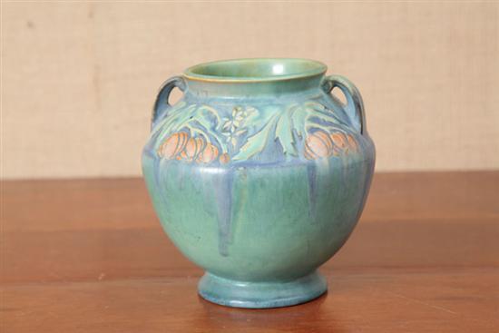 Appraisal: ROSEVILLE VASE Baneda pattern Footed vase with double handles and