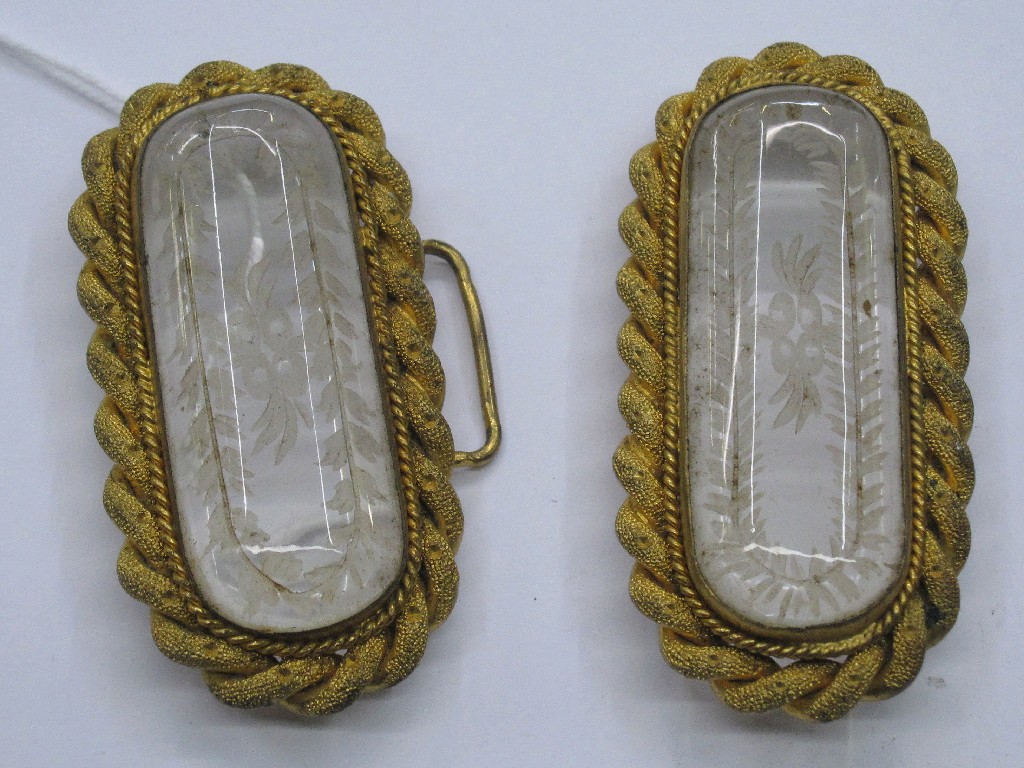 Appraisal: Gilt metal and etched crystal buckle