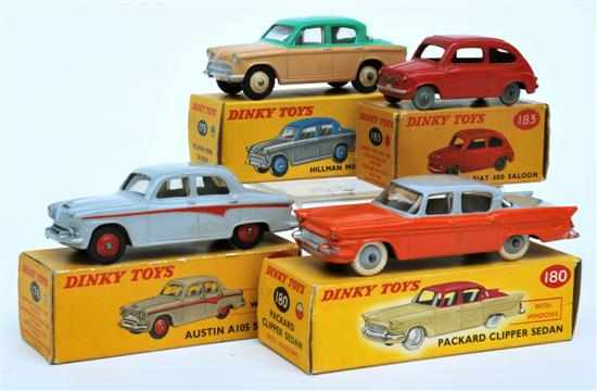 Appraisal: Four Dinky Cars including Hillman Minx Saloon pale brown lower