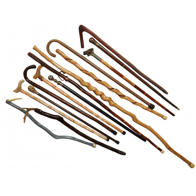 Appraisal: Group of Fourteen Walking Sticks th c consisting of a