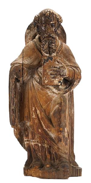 Appraisal: A Continental Baroque carved oak figure of a saint th