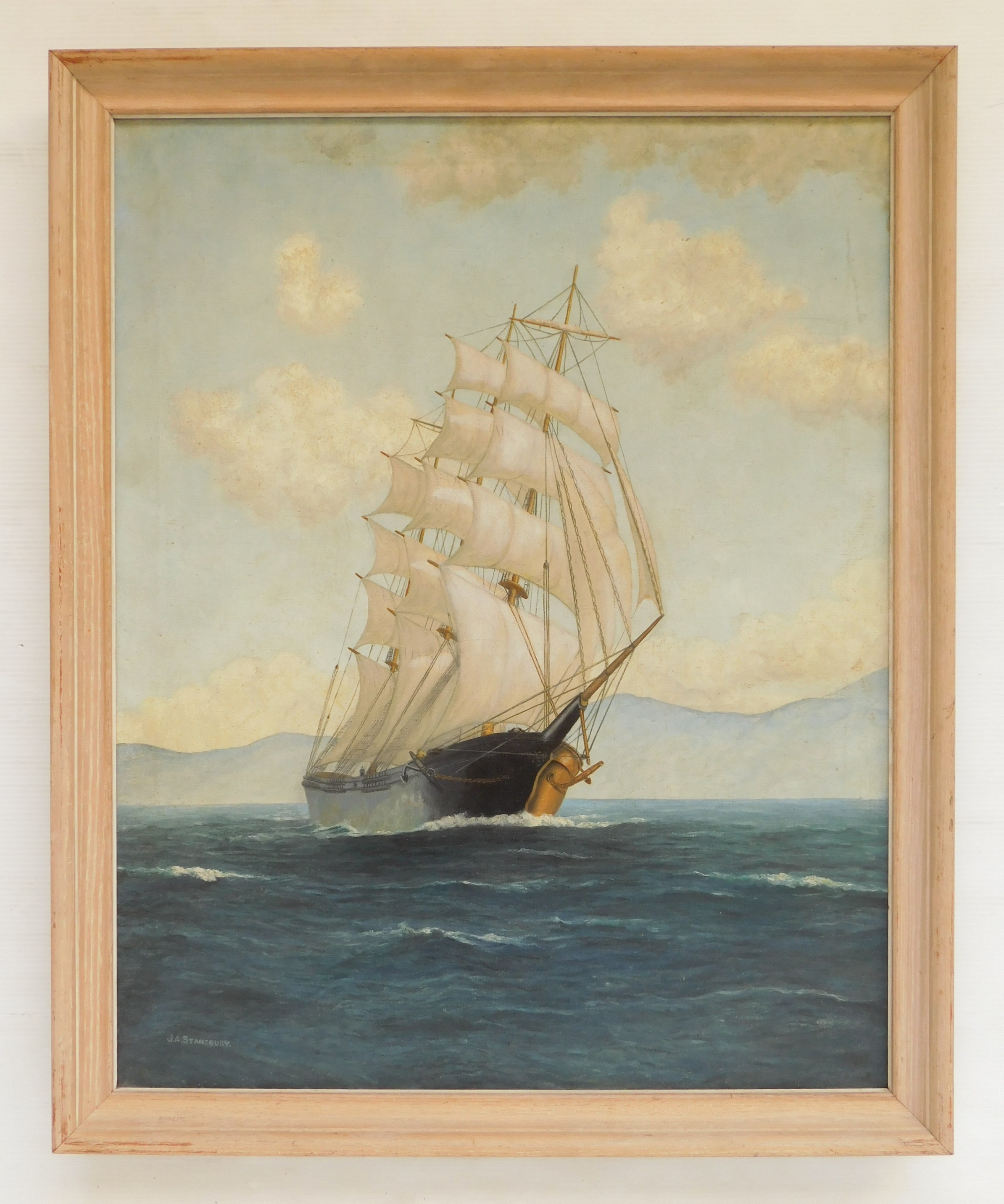 Appraisal: John A Stansbury American - Ships at Sea- oil on