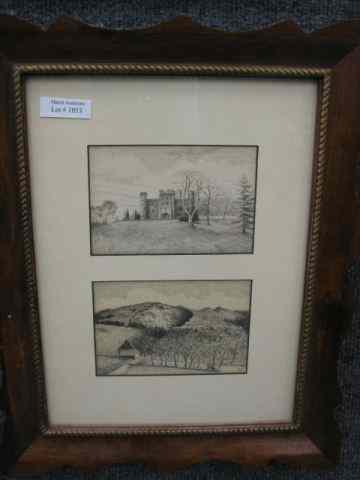 Appraisal: Framed Etching of Castle Farm framed together each '' x