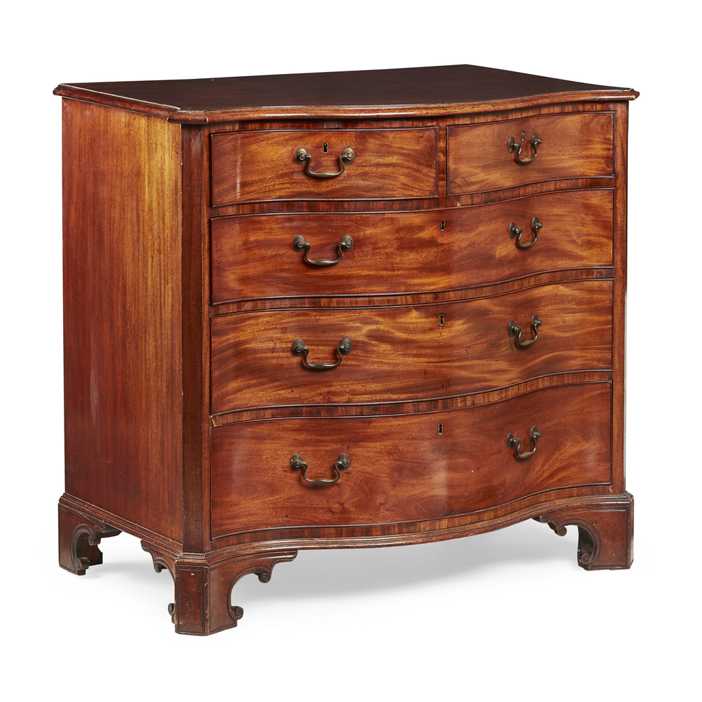 Appraisal: FINE SCOTTISH GEORGE III MAHOGANY SERPENTINE CHEST OF DRAWERS ATTRIBUTED