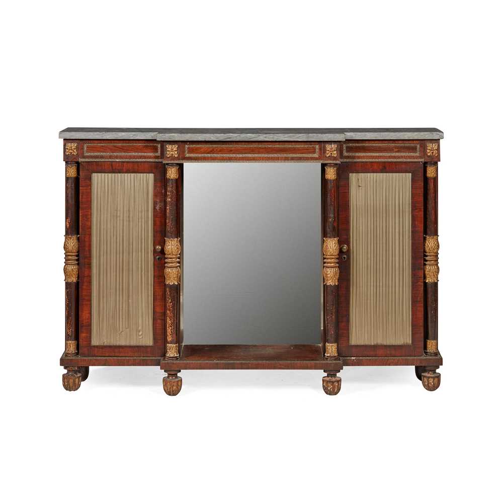 Appraisal: Y REGENCY ROSEWOOD SIMULATED ROSEWOOD AND GREY MARBLE PARCEL GILT