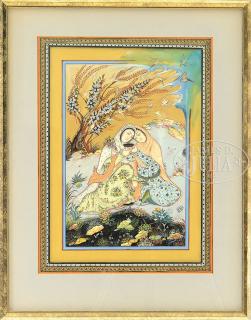 Appraisal: THREE PERSIAN PAINTINGS BY SAYYED MUHAMMED-ALI ABOLGHASEMI th century Each