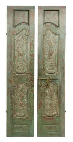 Appraisal: pair Architectural doors in a distressed painted finish panels with