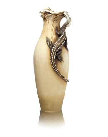 Appraisal: Eduard Stellmacher - A Large Amphora Vase with Modelled Dragon