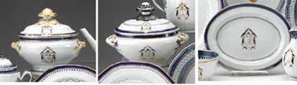 Appraisal: Two Chinese export porcelain oval blue enamel and gilt sauce