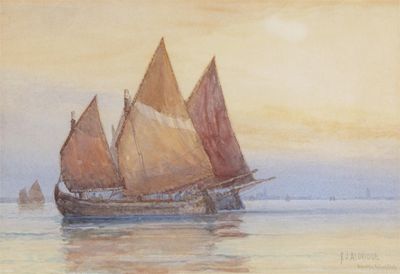 Appraisal: Frederick James Aldridge - Venetian fishing boats Signed and titled