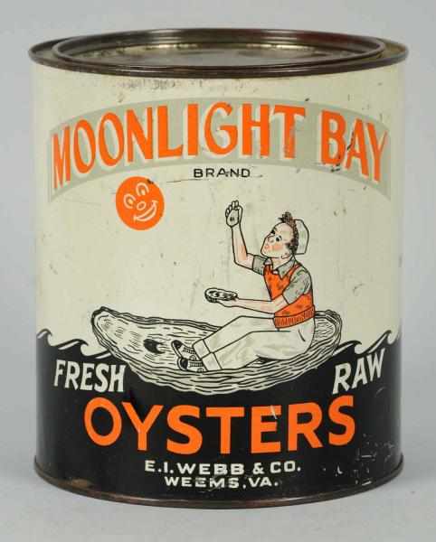 Appraisal: One-Gallon Moonlight Bay Oysters Tin Scratches and light wear Condition