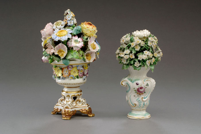 Appraisal: TWO DERBY PORCELAIN VASES OF FLOWERS CIRCA AND The first