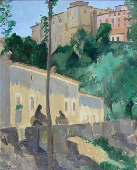 Appraisal: WILLIAM MACDONALD BRITISH - STREET SCENE IN RONDA Signed oil