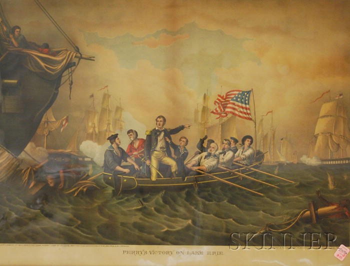 Appraisal: Two Kurz Allison Chromolithograph Historical Views Perry's Victory on Lake