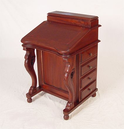 Appraisal: DIMINUTIVE DAVENPORT STYLE DESK Honduran mahogany leather inset slant top