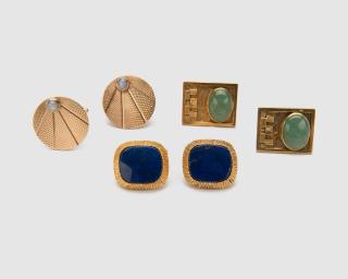 Appraisal: Three Pair K Yellow Gold Cufflinks Three Pair K Yellow