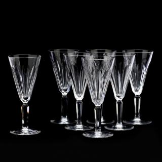 Appraisal: Waterford Crystal Set of Seven Champagne Flutes faceted cup and