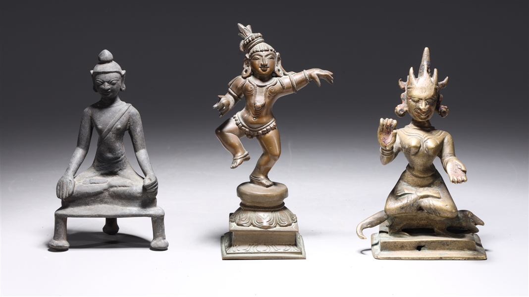 Appraisal: Group of three various antique Indian metal figures each with