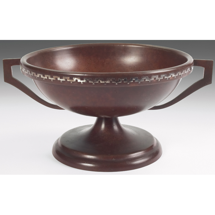 Appraisal: Heintz trophy two-handled form in bronze with sterling sliver decoration