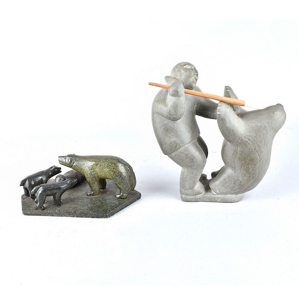 Appraisal: Two Inuit Stone Carvings Grouping of Two Inuit Stone Carvings