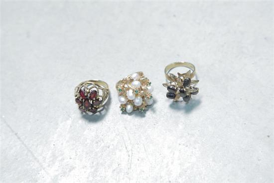 Appraisal: THREE LADIES RINGS All marked K yellow gold One with