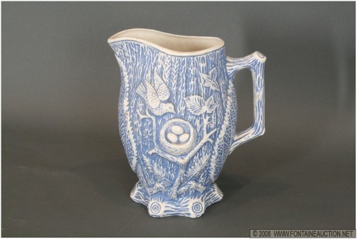 Appraisal: BLUE POTTERY PITCHER SIGNE W x H x D