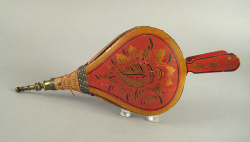 Appraisal: Painted bellows th c with gilt floral decorated on a