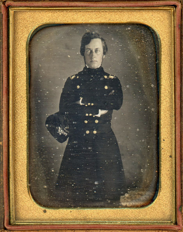 Appraisal: STUNNING MILITARY OFFICER POSSIBLY HOOKER Quarter plate daguerreotype Consignor has