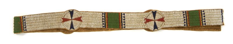 Appraisal: BEADWORK TRIBUTE BELT Late th CenturyConsisting of four blue and